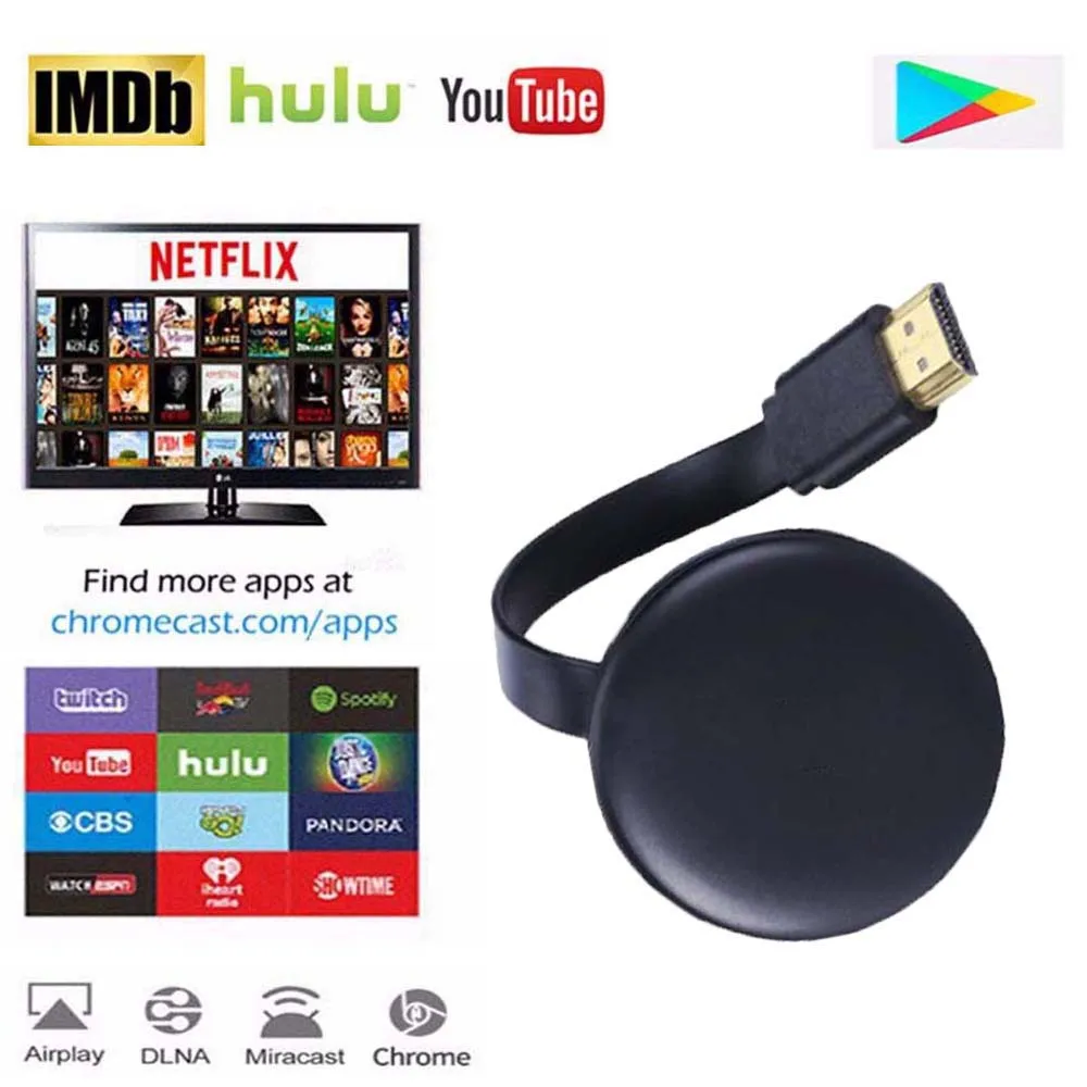 2.4GHz TV Stick Video WiFi Display HD Screen Mirroring Dongle Receiver for Google Chromecast 2 3 Chrome Crome Cast Cromecast 2 tv stick wireless hdmi compatible 1080p for chromecast 3 for netflix wifi display receiver tv screen mira cast dongle anycast