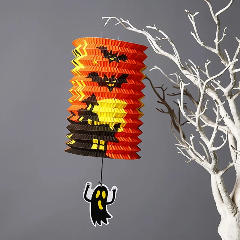 Halloween Folding Organ Paper Lantern Children's Portable Paper Pumpkin Bat Skeleton Hanging Lantern Light Lamp Halloween Decor Halloween Folding Organ Paper Lantern Children's Portable Paper Pumpkin Bat Skeleton Hanging Lantern Light Lamp Halloween Decor
