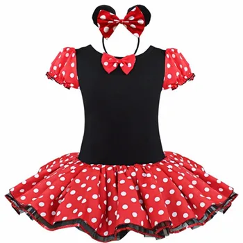

Summer Minnie Girls Dress Bow Princess Dress For Girls Cosplay Kids Clothes Have a hairpin Costume Girls Birthday Party Dress