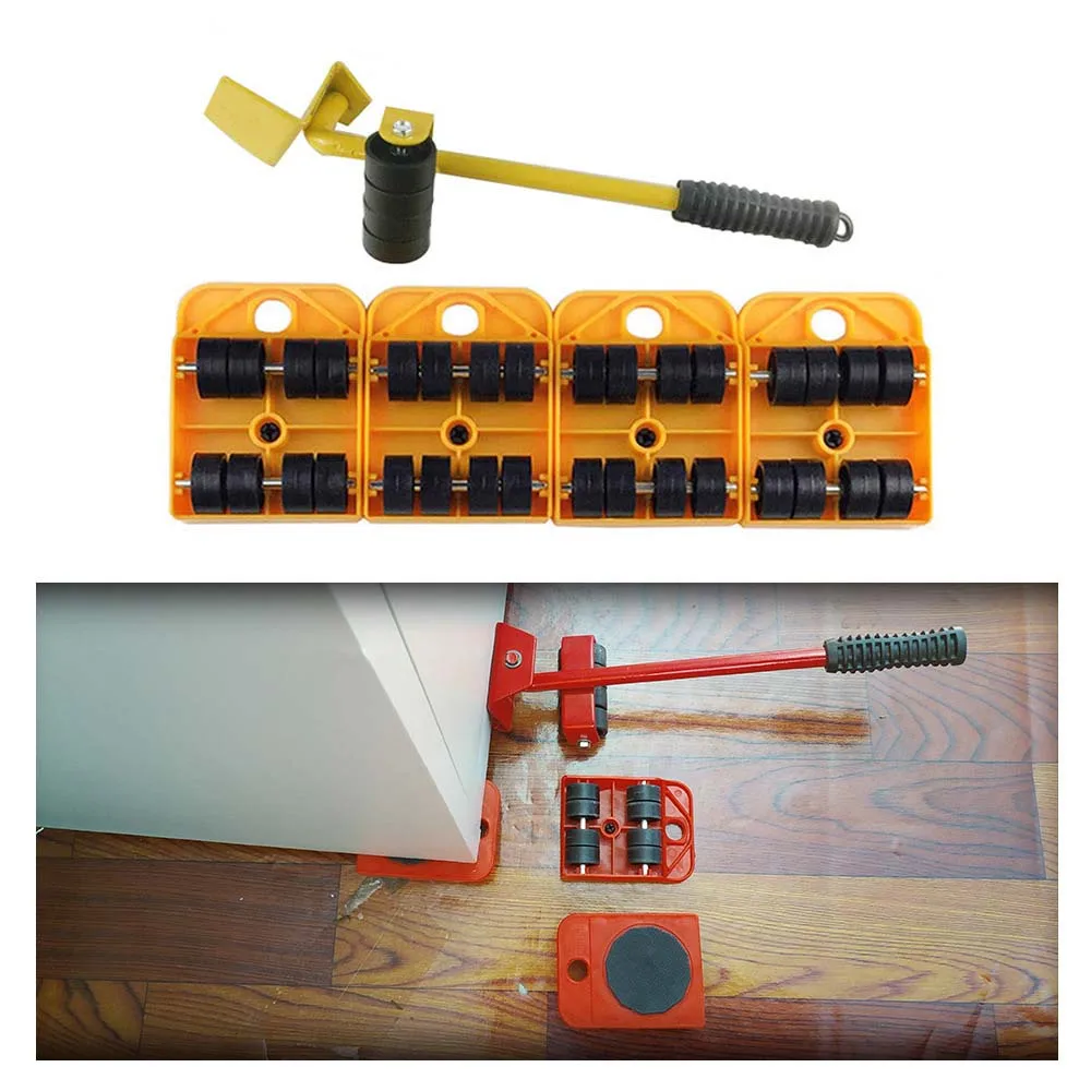 

5 In 1 Moving Heavy Object Handling Tool Household Furniture Mobile Device Labor Saving Crowbar Hand Tool Set