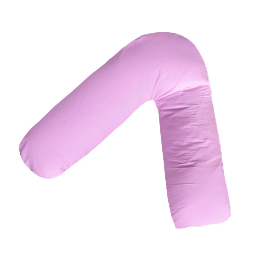 Хлопок Сплошной V-образный боковой спальный живот наволочка для беременных женщин FPing - Цвет: Розовый