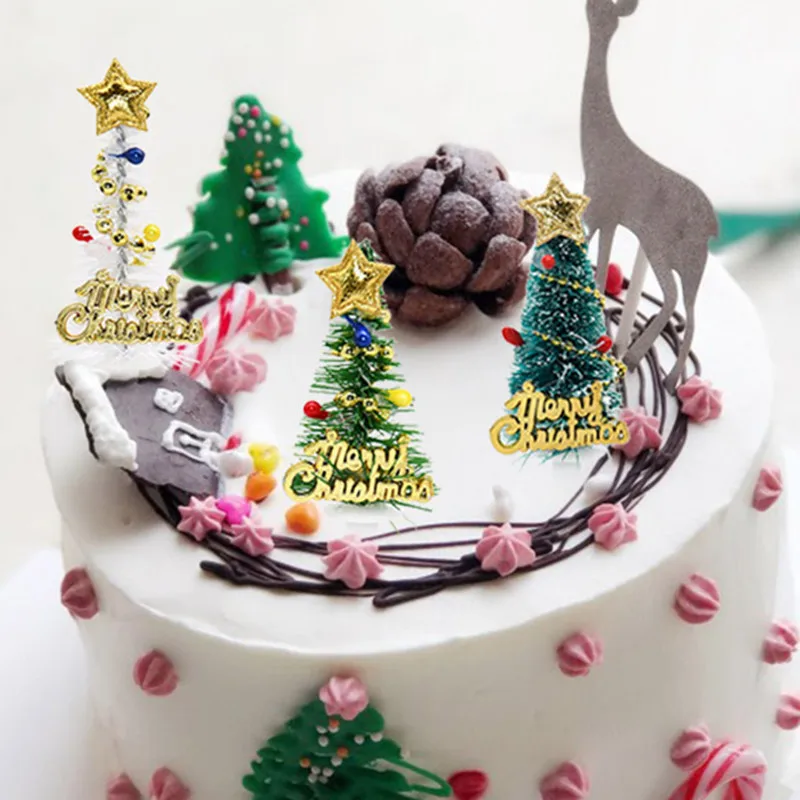 5/10 шт. Merry Топпер на Рождественский торт Мини Рождественская елка для капкейка