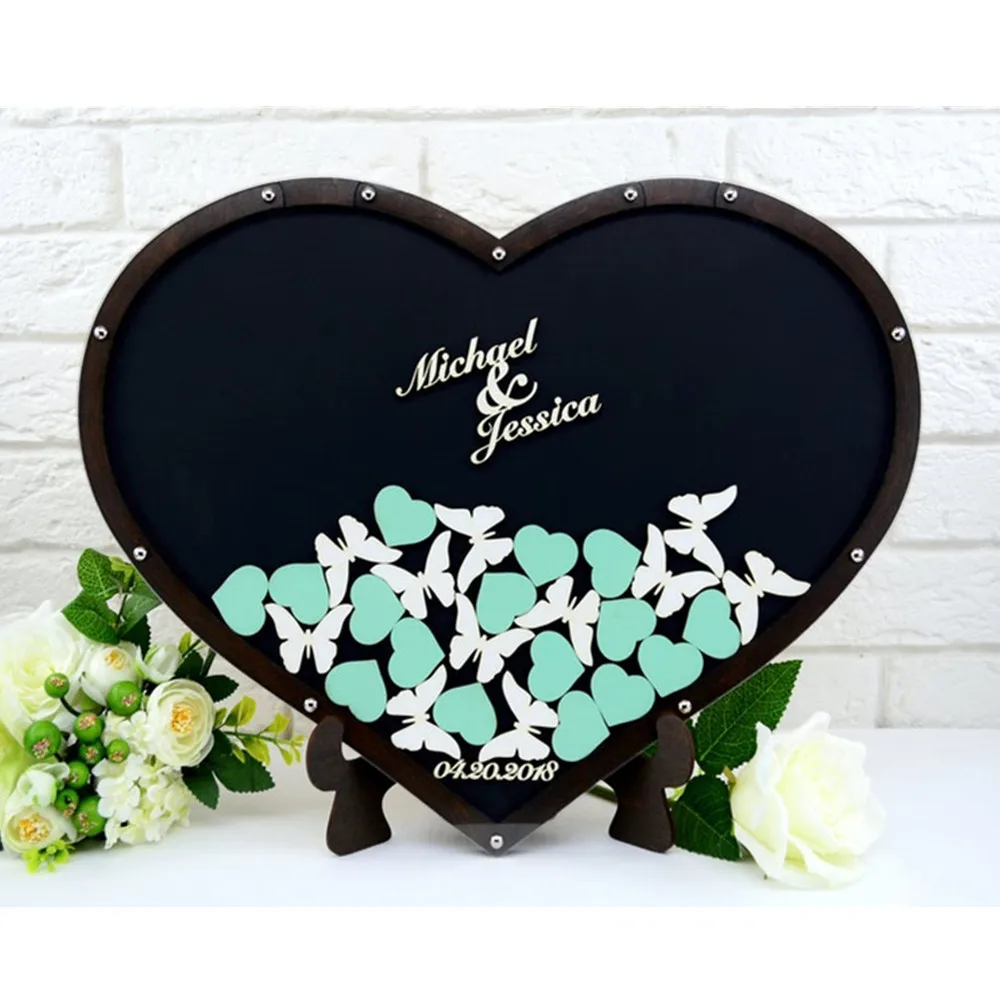 Wedding Dropbox Guest Book Hearts Personalised Butterfly Anniversary Mr and Mrs. 