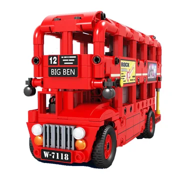 

Winner 7118 Technic RC Building Blocks Bus Car 487 PCS Electric Universal Wheel Drive Double Decker figures Toys For Children