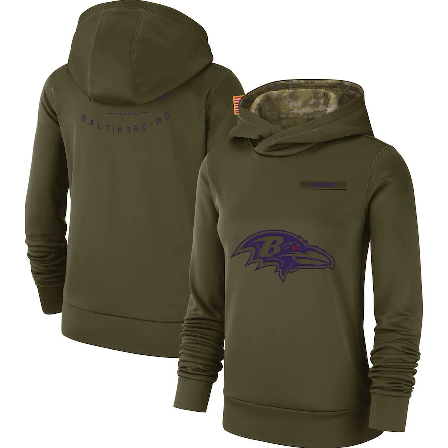 Baltimore Толстовка Ravens Салют для обслуживания Sideline Therma Производительность пуловер Американский футбол толстовка оливковый