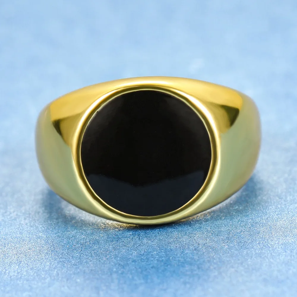 Luxury Men Women Black Round Zircon Ring Fashion Silver Yellow Gold Color Party Ring Vintage Promise Wedding Rings For Couple