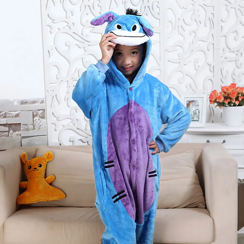 Зимний детский пижамный комплект с единорогом и капюшоном; пижамы с единорогом; Детские пижамы для мальчиков и девочек; одежда для сна; комбинезоны - Цвет: As shown