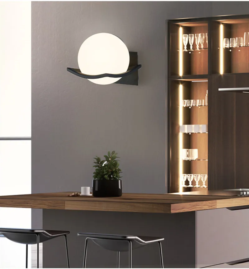 Luminária de Parede Dourada com Design de Lua Luzes de Cabeceira Decoração para Casa Minimalista Moderna Preta Led 5 parede moderna preta, dourada com design de