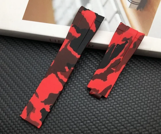 20mm red camo strap 20 мм резиновый силиконовый ремешок для часов комбинированный ремешок с пряжкой для часов для ролевых ремней для Daytona Submariner DEEPSEA GMT OYSTERFLEX belt - Цвет ремешка: 20mm red camo strap