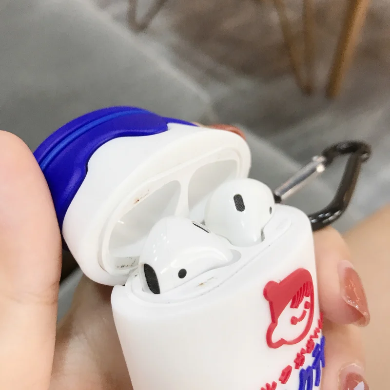 Силиконовый наушник чехол для Apple Airpods 2 Чехол 3D мультфильм Милая бутылка молока защитная оболочка покрытие чехол для наушников