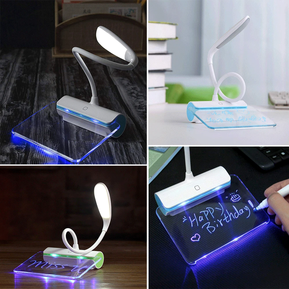  Message Light Novelty LED Table Lamp Eye Protection USB Rechargeable Desk Lamp 3 Mode Touch Switch 