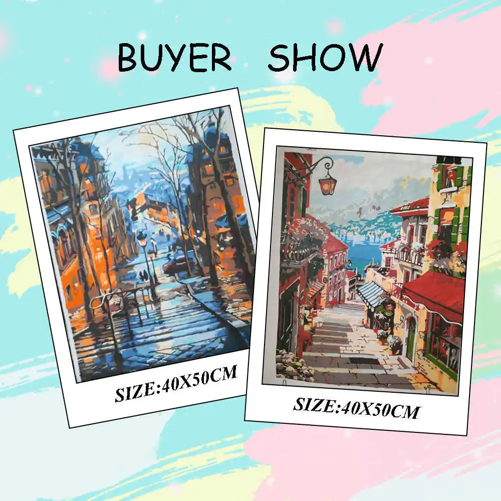 HUACAN Painting By Numbers Scenery DIY Oil Coloring By Numbers Street Landscape Canvas Paint Art Pictures Home Decor