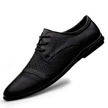 

Male Leisure Office Shoes For Men dress Brand Business Office Fashion Shoes Man summer design Luxury genuine Leather Men Shoes