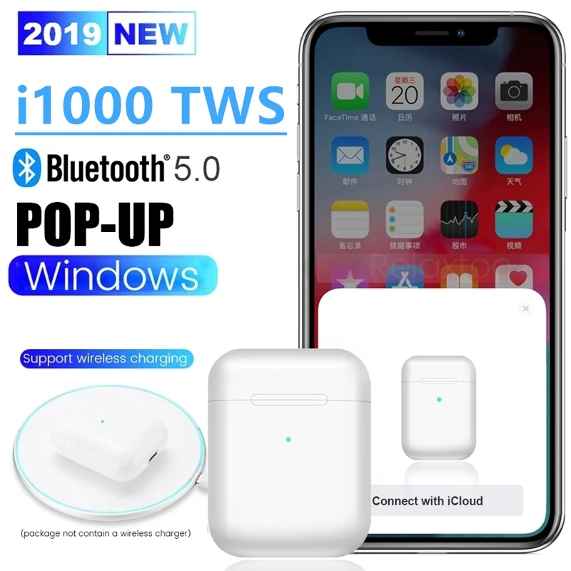 

i1000 TWS Bluetooth Earphone Headset Charging Earbuds support siri Smart Sensor super copy Air 2 1:1 TOP Version
