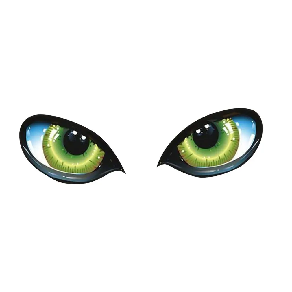 3D Funny Design  Stereo Reflective Green Cat Eyes Pattern Car Sticker Truck Head Engine Rearview  Window Door or Mirror Decal