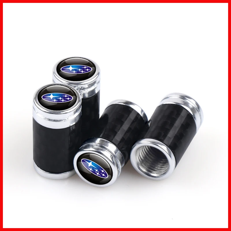Tapas de válvula de fibra de carbono para ruedas de coche, válvulas, vástago de neumático, cubierta de aire para Subaru Ascent Legacy Forester XV Outback Impreza WRX, 4 Uds.