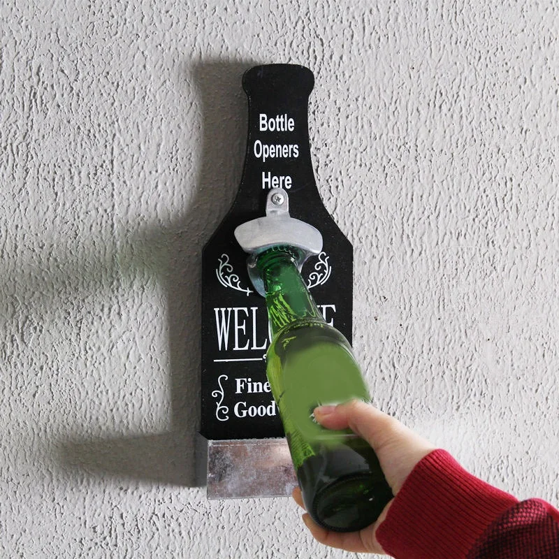 Деревянная настенная открывалка для бутылок в стиле ретро, открывалка для пивных бутылок, настенная Подвеска для кафе, бара, ресторана, винтажный стиль, настенная подвеска, Ретро Декор для дома