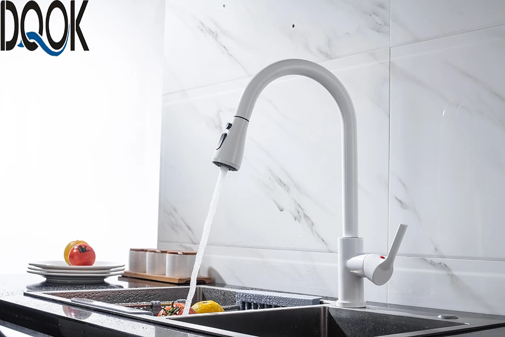 Kitchen Faucet Blacked Single Handle Pull Down White Kitchen Tap Single Hole 360 Degree Brushed Nickle Faucets Water Mixer Tap