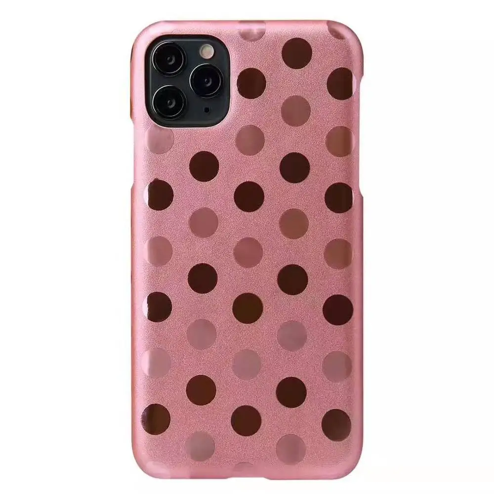 Модный кожаный чехол для телефона в горошек для iphone 11pro max x xs xr чехол для iphone 6splus 7p 8 6 блестящая задняя крышка - Цвет: Розовый