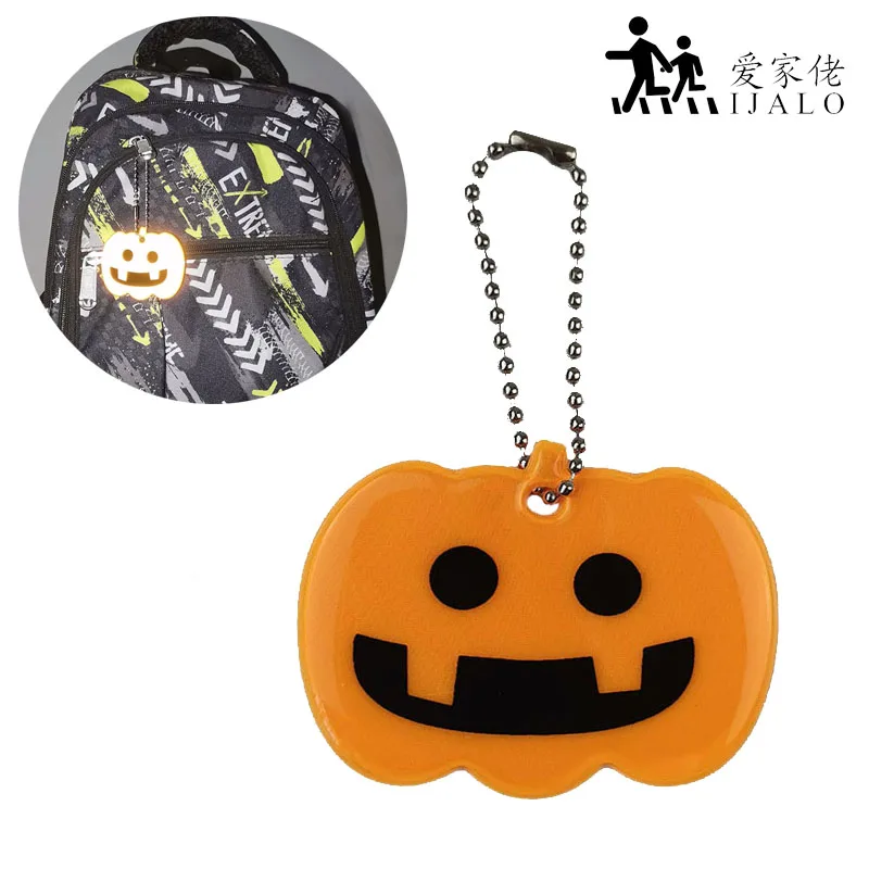 Reflector reflectante de monstruo de calabaza para Halloween, colgante de advertencia de seguridad, luz reflectante, llavero de reflexión, regalo para andar en bicicleta nocturna