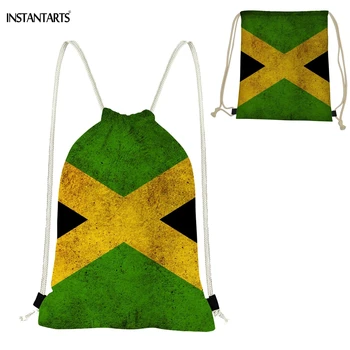 

INSTANTARTS 2019 New Arrival Retro Jamaica Flag/Weed Leaves Print Gym Bags Small Sports Bags Woman Man Softback Drawstring Bags