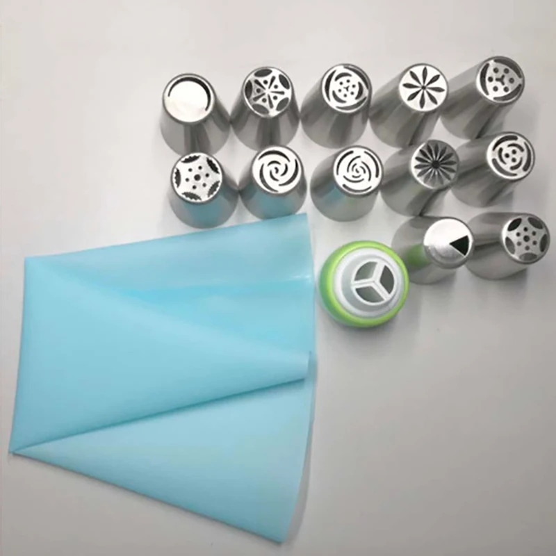 Cake Decorating 14Pcs/Set Good Quality Stainless Steel Icing Piping Nozzles Pastry Tips Set Cake Baking Tools Accessories