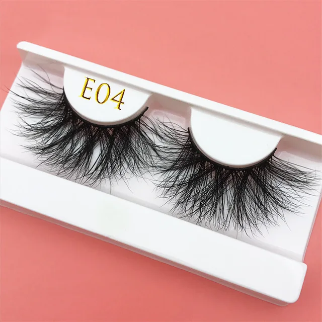 25mm E06 MIKIWI 100% handmade natural  thick  Eye lashes wispy makeup extention tools 3D mink hair volume soft false  eyelashes E04 with tray
