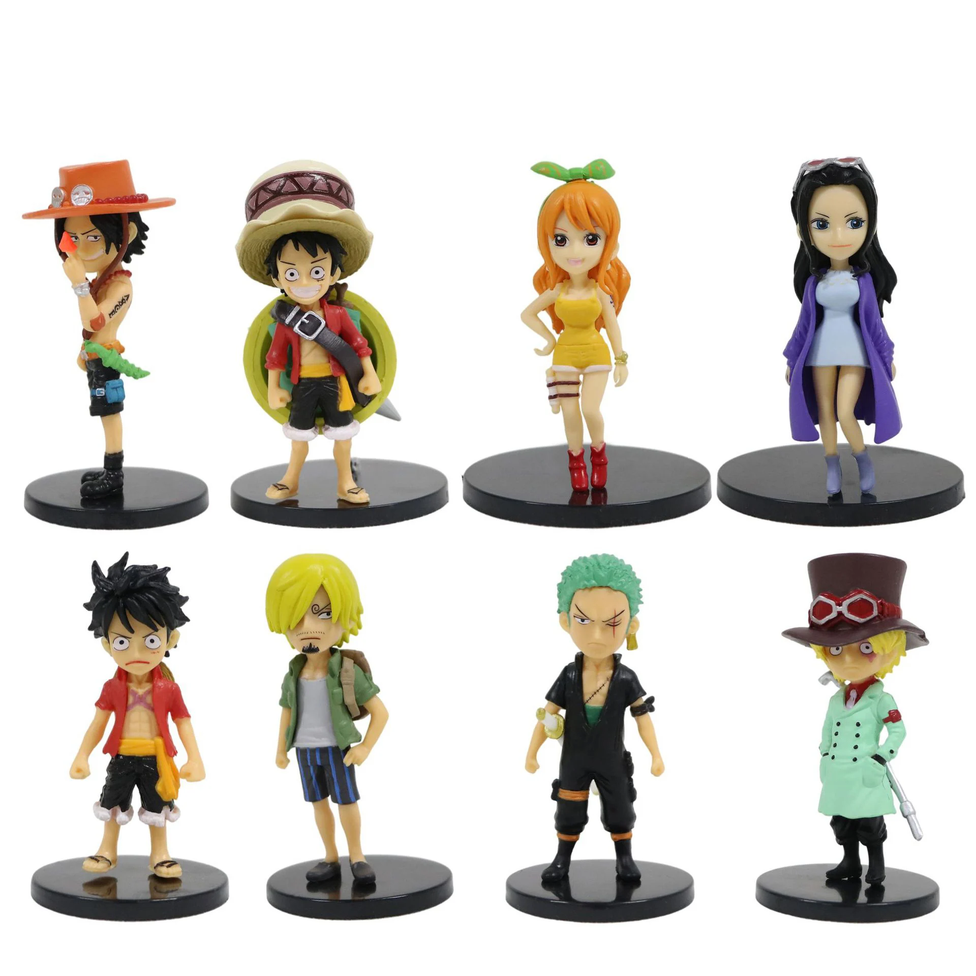 New 8Pcs/Set One Piece Monkey&middot;D&middot;Luffy Roronoa Zoro Nami Portgas&middot;D&middot; Ace Charlotte Pudding Action Figure Model Doll Toy Kids Gifts