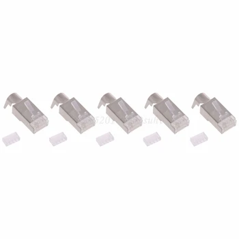 5Pcs RJ45 8P8C CAT7 Network Cable Modular Plugs Shielded Version AWG23 0.57mm 1
