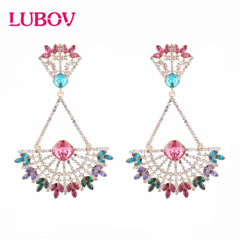 

LUBOV 2019 Women Earring Square Opal Rhinestone Big Earrings Woman Trendy Luxury Colorful Earings Fashion Jewellery Accessory