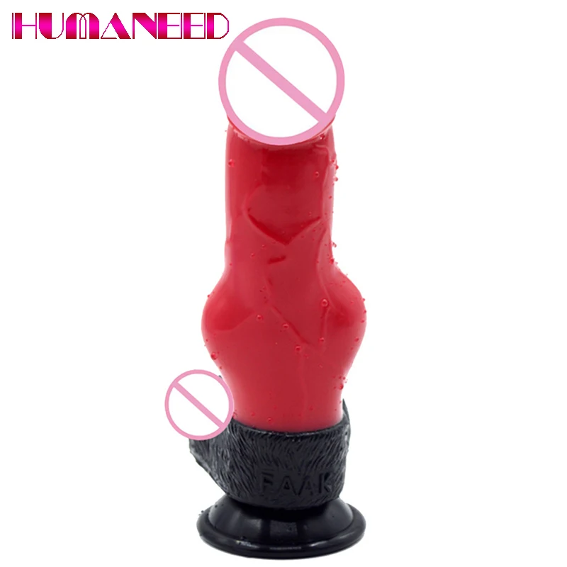 20*6.6cm Liquid Silicone Dildos for Women Simulation Instrument Wolf Dog Licking Fake Penis Lifesize Lady Sex Toy Realistic Cock