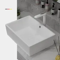 Nordic เซรามิคอ่างล้างหน้าสแควร์/Ronud อ่างล้างหน้าสีดำเรียบง่ายห้องน้ำ Art Home อ่างล้างหน้า 5