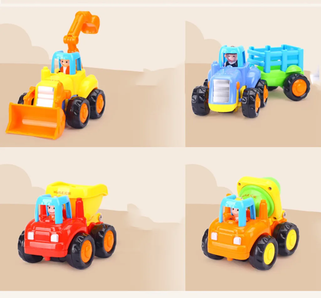 4pcs Friction Powered Car Toys Push and Go Construction Vehicles Cars child birthday surprises for 1-3 Year Old Kids #C