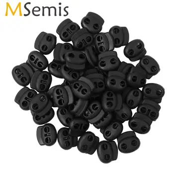 

50Pcs Cord Lock Double Hole Spring Loaded Stop Sliding Cord Fastener Locks Toggle Clip Apparel Shoelace Sportswear Accessories