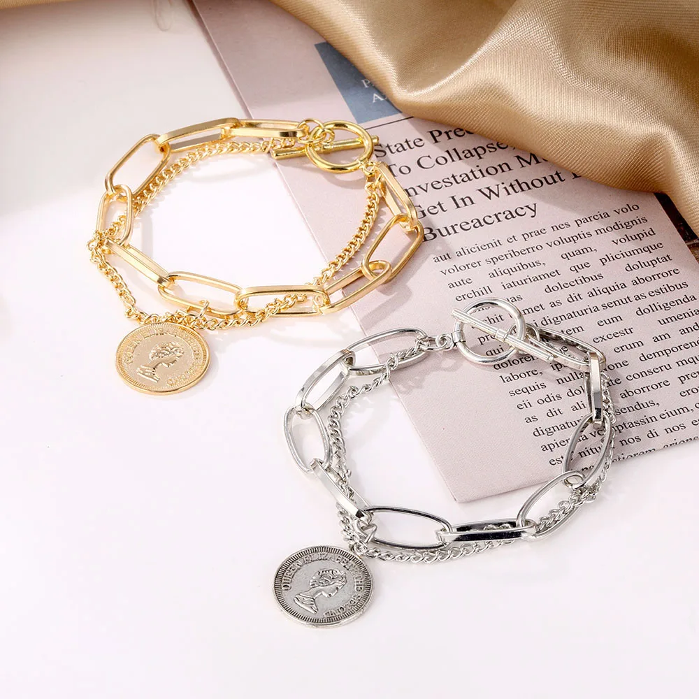 Portrait Coin Bracelet Bohemian Retro Multilayer Chain - Image 3