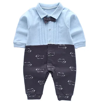 

Baby Formal Outerwear Lapel Long Sleeve Cotton Pajamas Bow Tie Baby Suit Toddler Onesies Baby Cute Romper Dropshipping J75