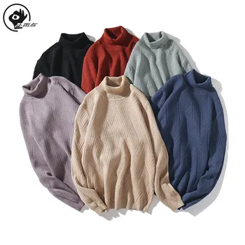 

Little Raindrop 2020 Autumn Winter New Solid Turtleneck Sweater Men Warm Knitwear Plus Size High Quality Brand Clothing