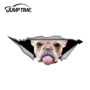 

Jump Time 13cm x 4.8cm French Bulldog decal Dog Sticker 3D Pet Graphic Vinyl Decal Car Window Laptop Bumper Animal Car Stickers