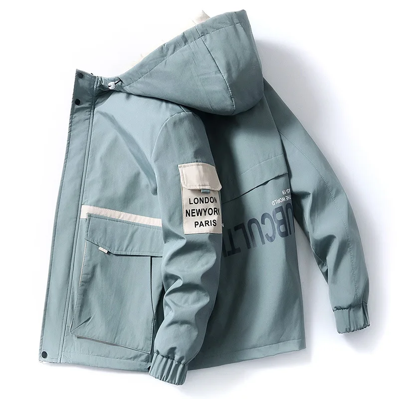 spring and autumn clothes Men Jacket Size 3XL Outwear Hooded Coat Slim Parka men's hooded fashion printed jacket dropshipping | Мужская