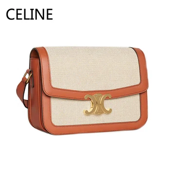 

Medium CELINE Triomphe Shoulder Bag Textile Calfskin Adjustable Single Leather Strap Cross-body Female Bags 191242BGI.04LV