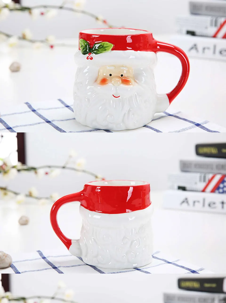 Креативная Рождественская кружка с крышкой милые животные керамическая чашка Санта Клаус Кофе Молоко чай вода чашки мультфильм Лось кружка для детей подарок