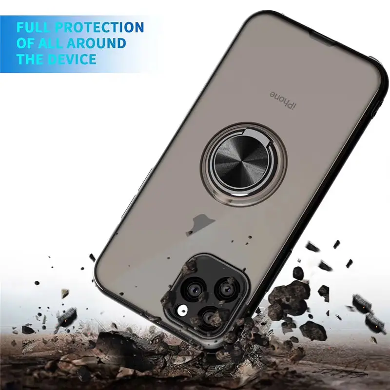 Магнитный чехол бампер с кольцом держателем для iPhone 11 Pro Max XR XS 8 7 6 6S Plus прозрачный