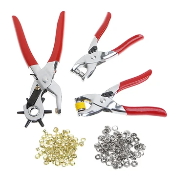 

3Pcs Revolving Leather Hole Punch Plier Kit with Eyelets Grommets for Leather Working Tool