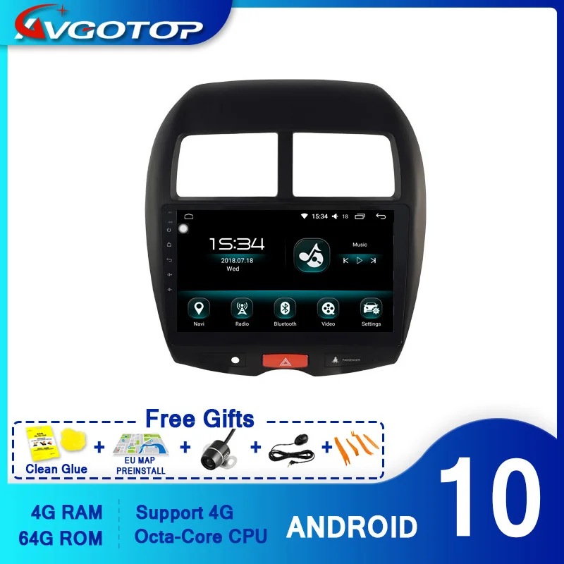 AVGOTOP Octa-Core Android 10 0 автомобильный DVD-плеер для Mitsubishi 2010-2012 ASX с функцией изображения |