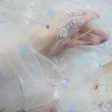 130 см X1Y кружева вышивка блеск Одуванчик блесток Тюль мягкая ткань для DIY свадебное платье сцена одежды украшения ткань