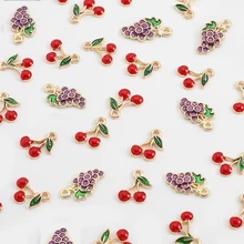 

40Pcs/set Cartoon Cherry Grape Charm Fruits Pendant For DIY Earrings Making Findings Fashion Handmade Crafts Jewelry Accessories