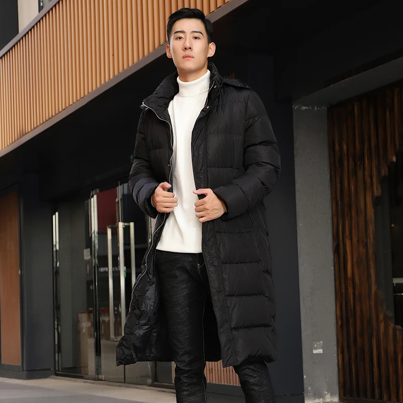 

Модная мужская куртка с капюшоном, мужская одежда 2020, уличная одежда, Толстая теплая длинная куртка на утином пуху, мужская зимняя куртка LW1407