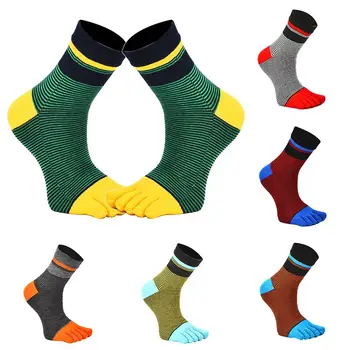 

Fashion Socks Stripe Cotton Soft Breathable Men Socks Five Toes Casual Sport Running Socks