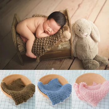 

37*160CM Newborn Solid Color Photography Blanket Soft Cotton Infant Swaddle Wraps Crochet Knit Photography Props Blankets