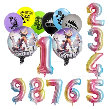 

Fortnites Party Ballon Fortress Night Birthday Latex Ballons 3D Cartoon Printed Round Aluminum Balloon Women Women Children Gift